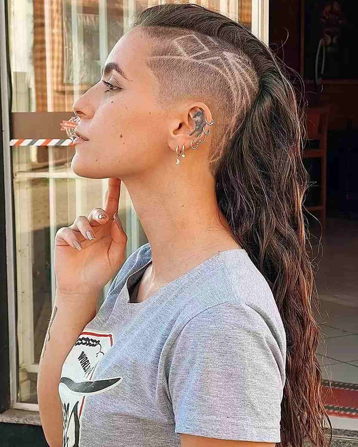 long hair on top shaved sides