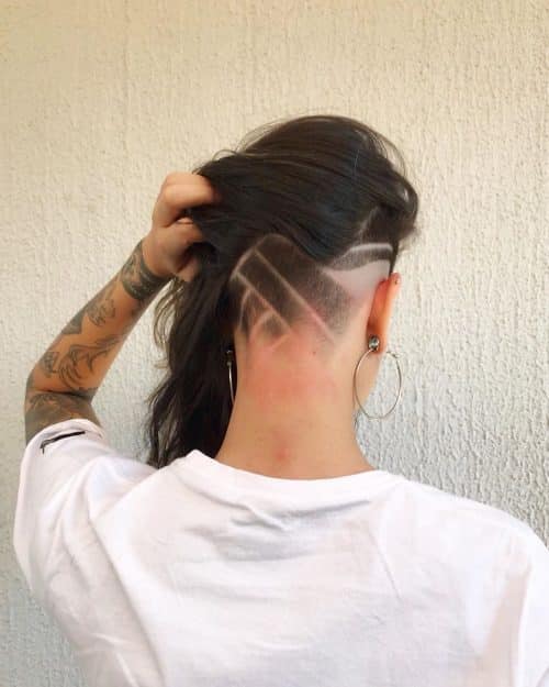 Shaved Long Hair with Undercut Designs
