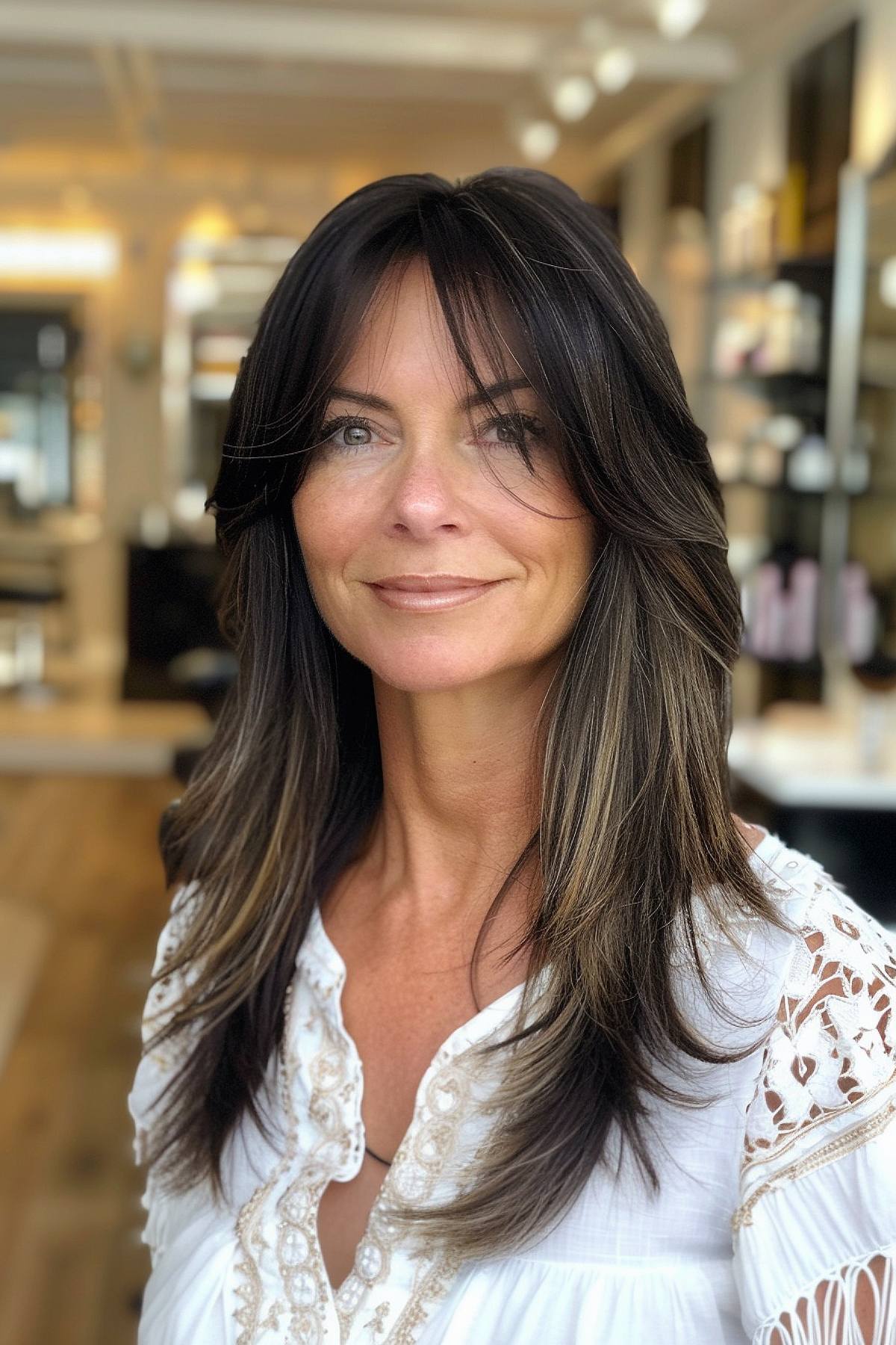 Long hairstyle with layers for women over 50