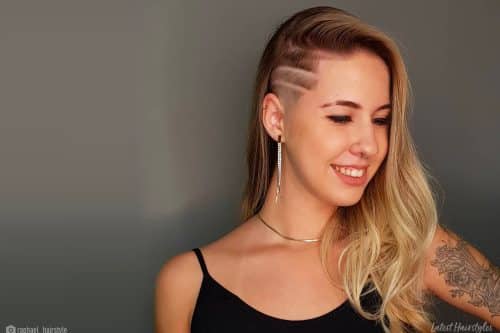 Long hair with shaved sides and back undercuts for women