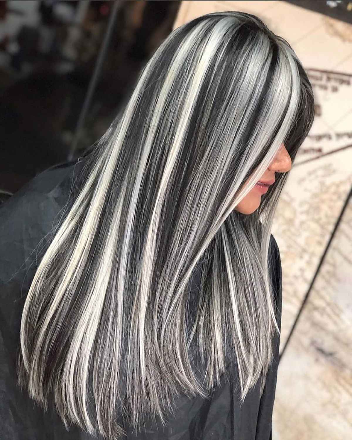 Long Haircut with Black and Blonde Hair