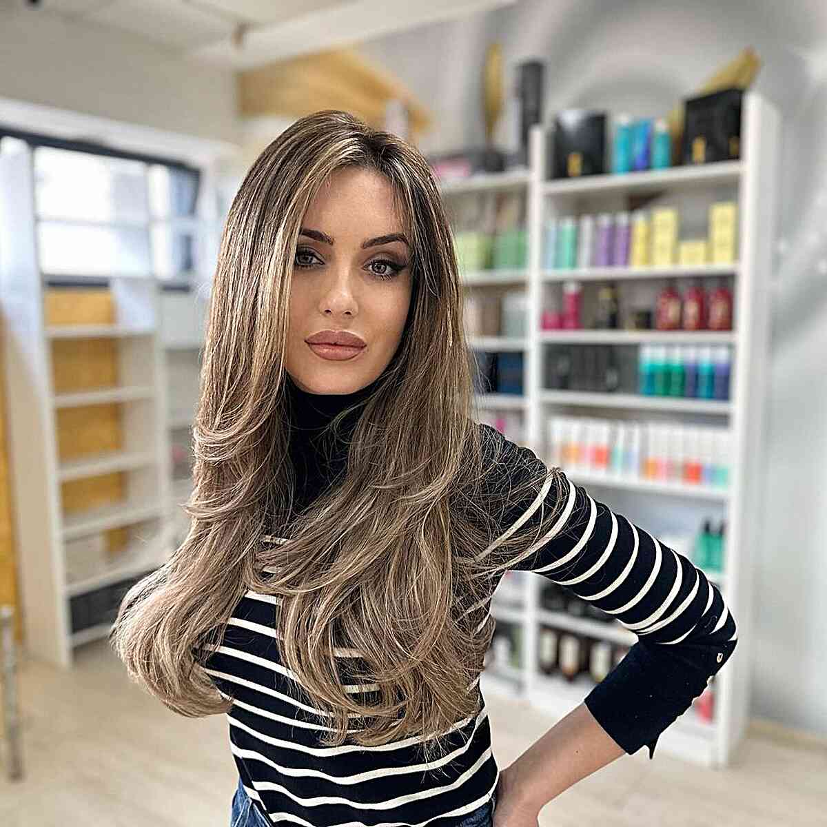 Long Highlighted Layers for Straight Hair