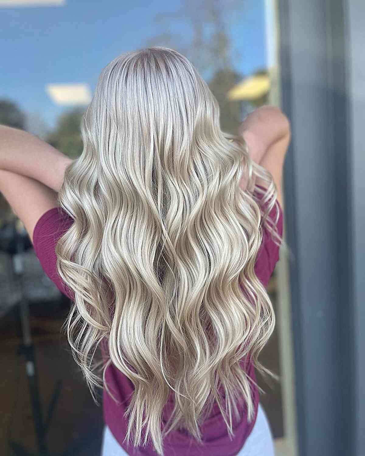 Long Icy Beige Blonde Platinum Hair