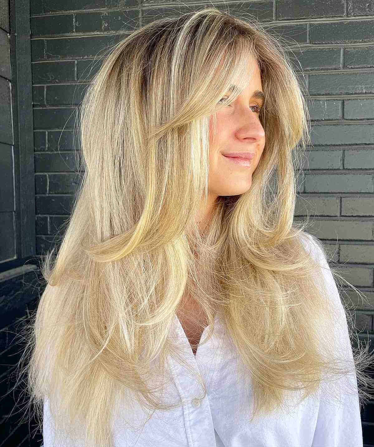 Long Layered Blonde Low-Maintenance Hairstyle