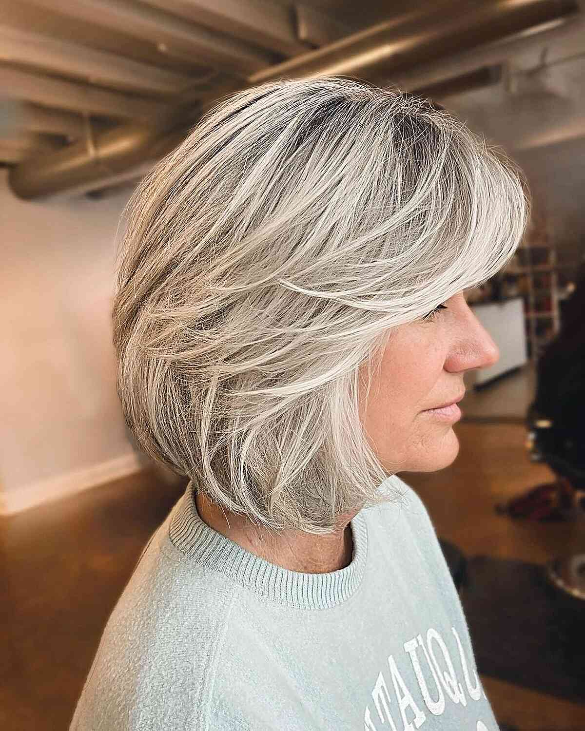 Long Layered Bob with Highlights and Lowlights