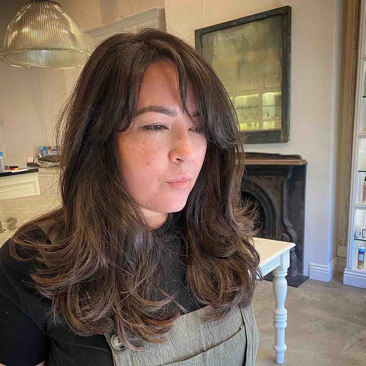 Long Layered Hair with Bangs Hairstyle
