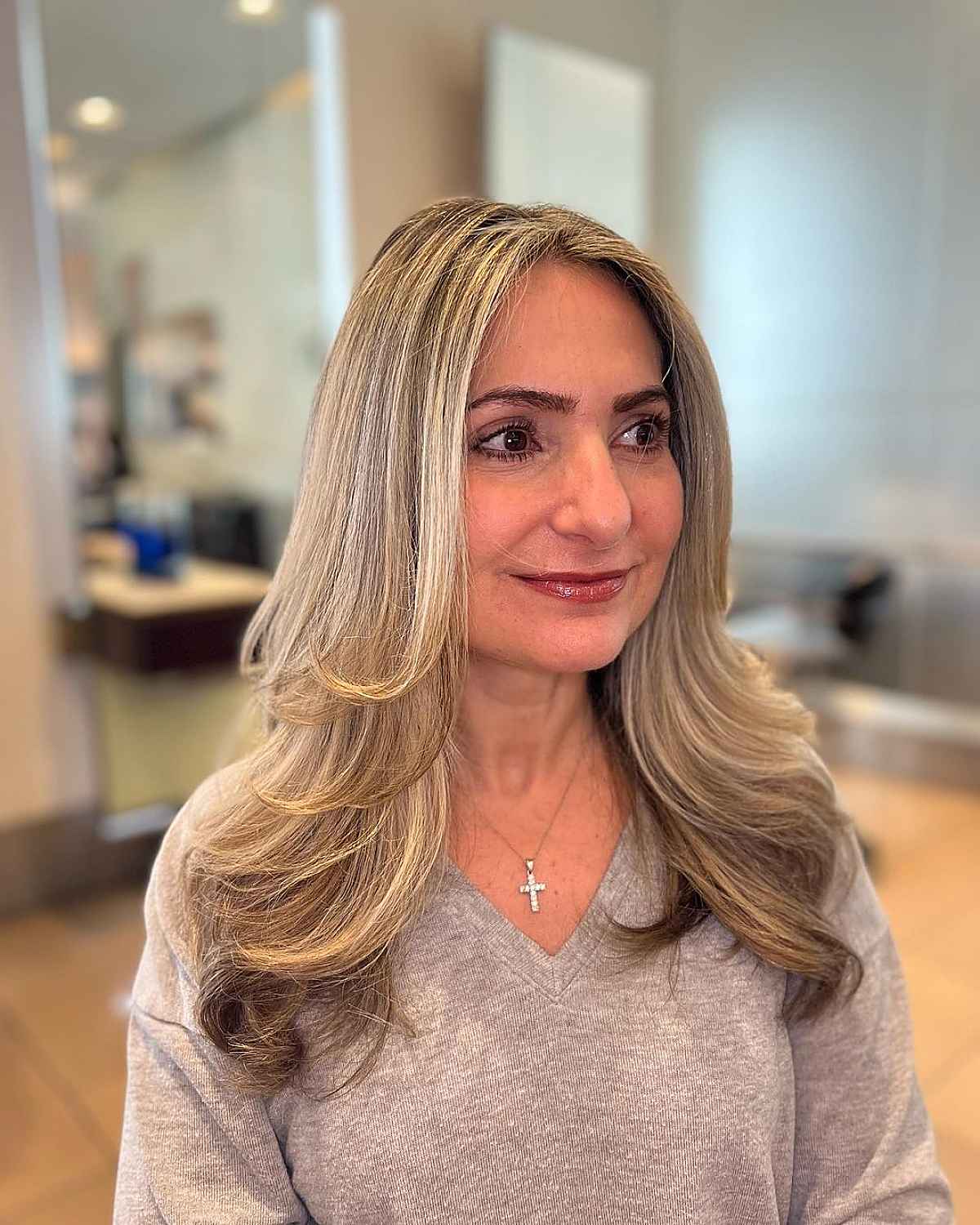 Long Layered Haircut on 40-Year-Old Women with Fine Hair