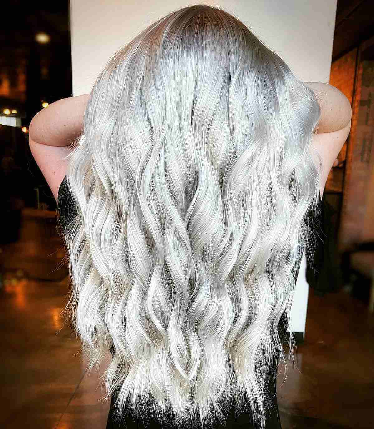 Long layered platinum hair colors