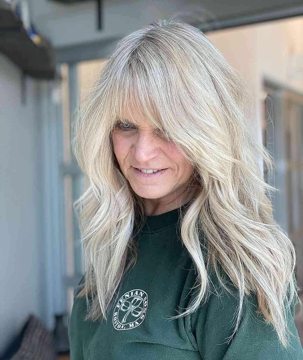 Long Layered Shag Cut for Women Over 70 with Thicker Hair