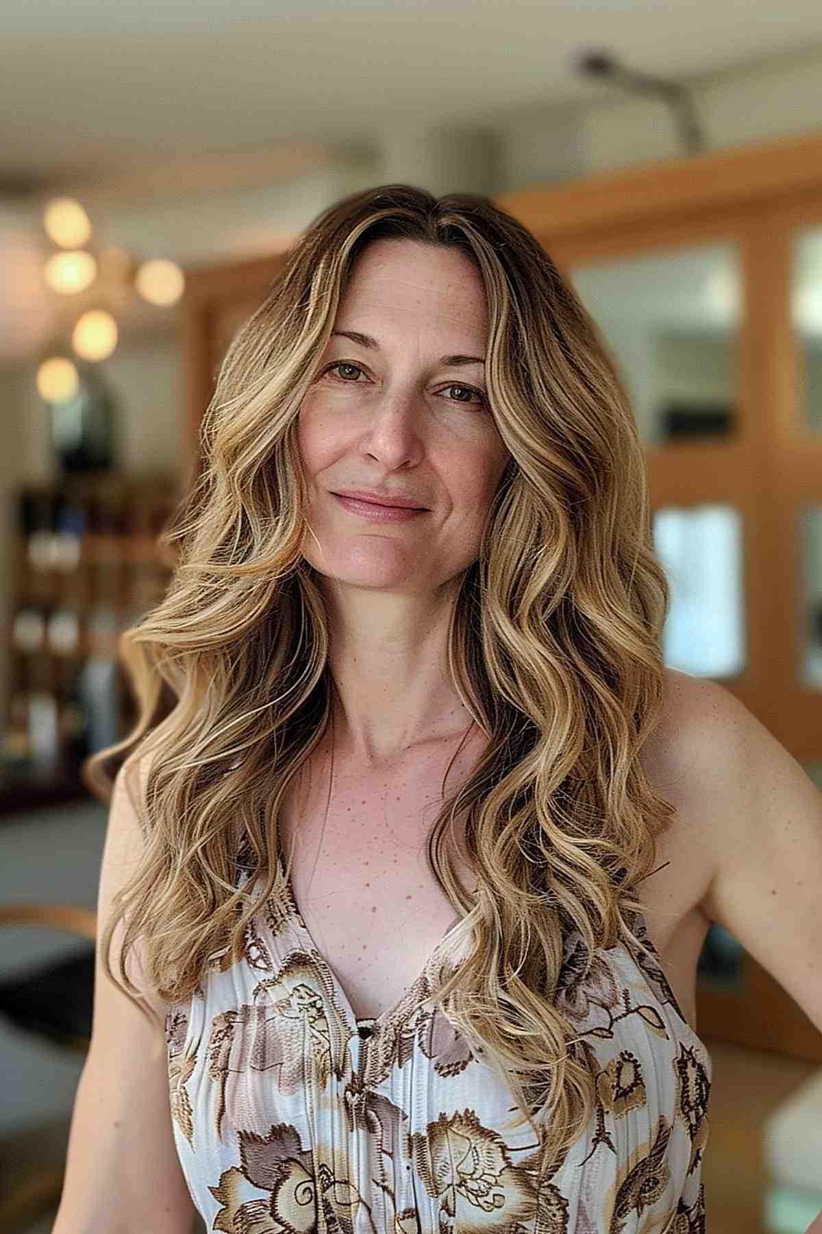 Long Layered Wavy Hair with Natural Highlights for Spring