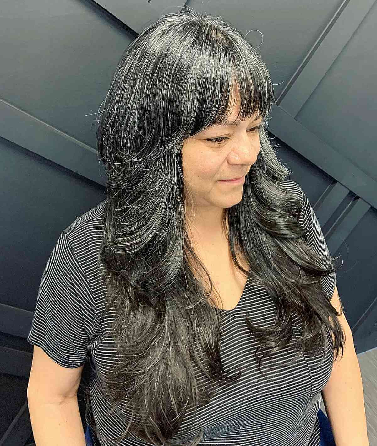 Long Layers on a Shag Cut for Women Over 60 with Thick Hair