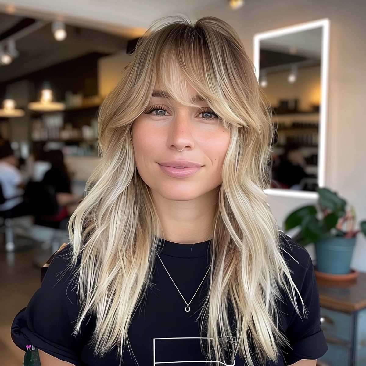 long layers on blonde hair