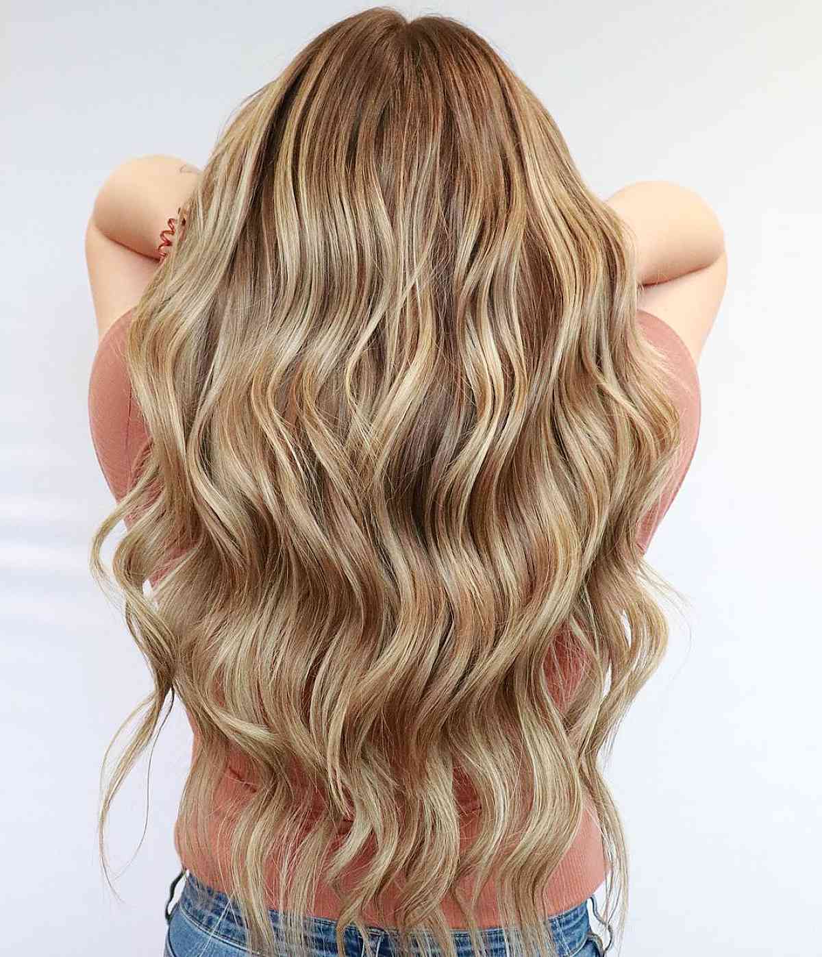 long light brown hair with blonde highlights