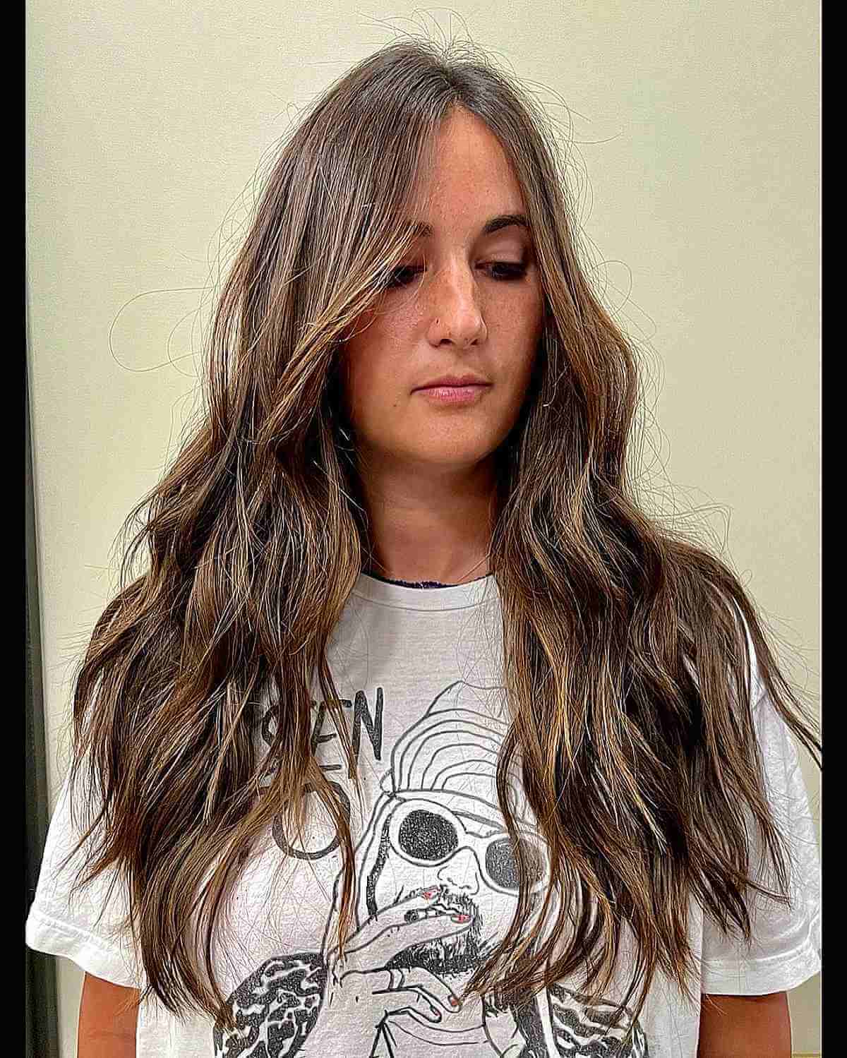 Long Lived-In Brunette Hair with Layers