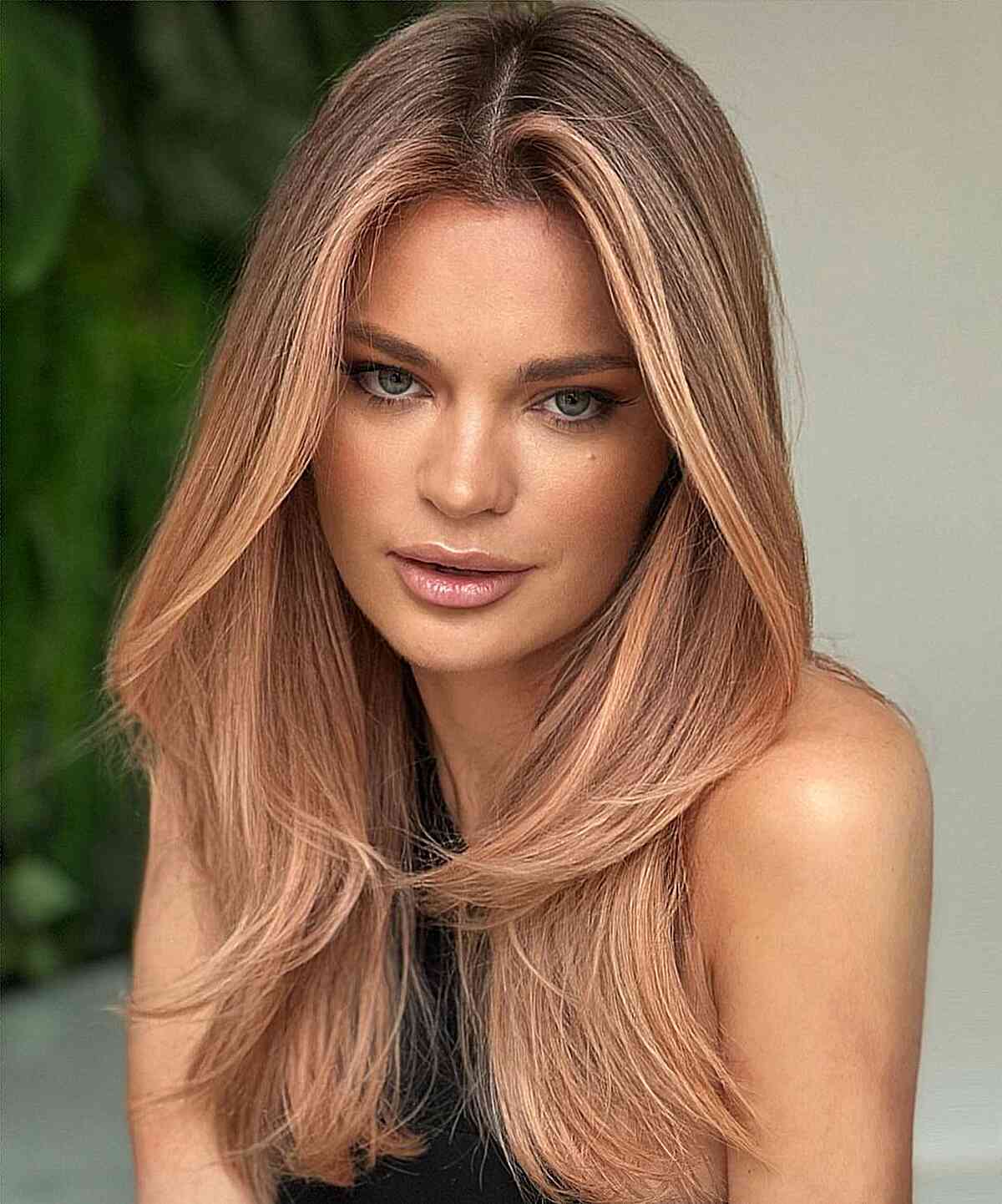 Long Middle Part Hairstyle with Long Layers
