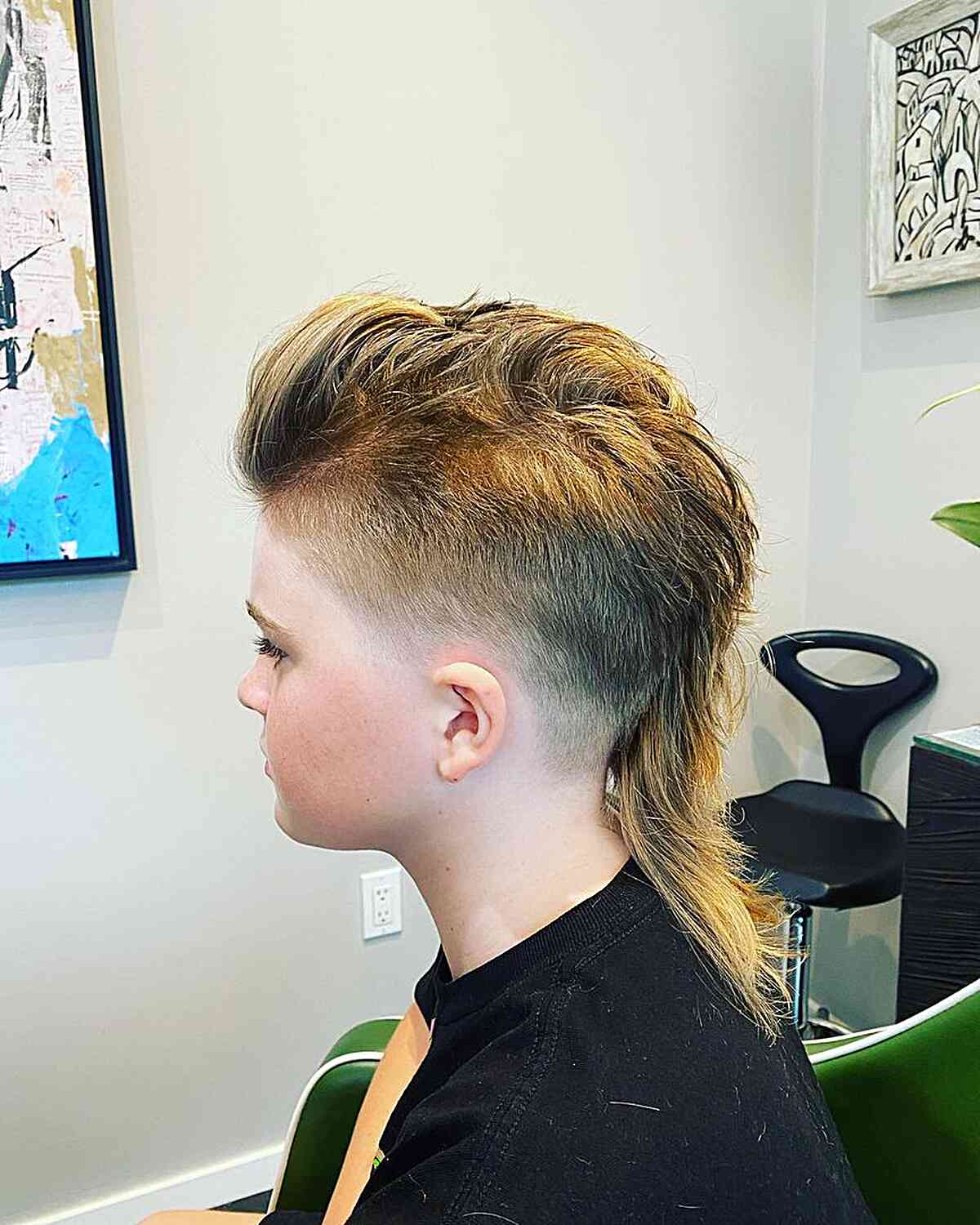 Long Mohawk Fade with Pompadour on Kids