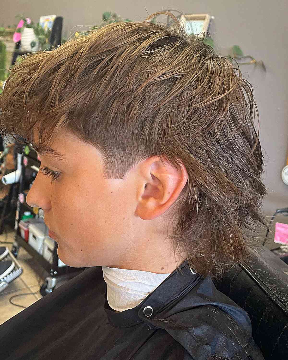 Long Mullet with Messy Bangs for Big Boys