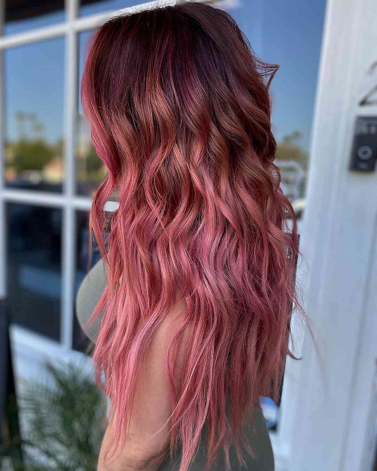 Long Muted Dark Pink Base with Lighter Ends