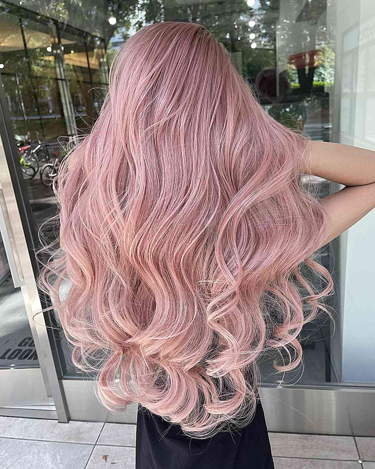 Long Pastel Pink Fine Hair with wispy ends