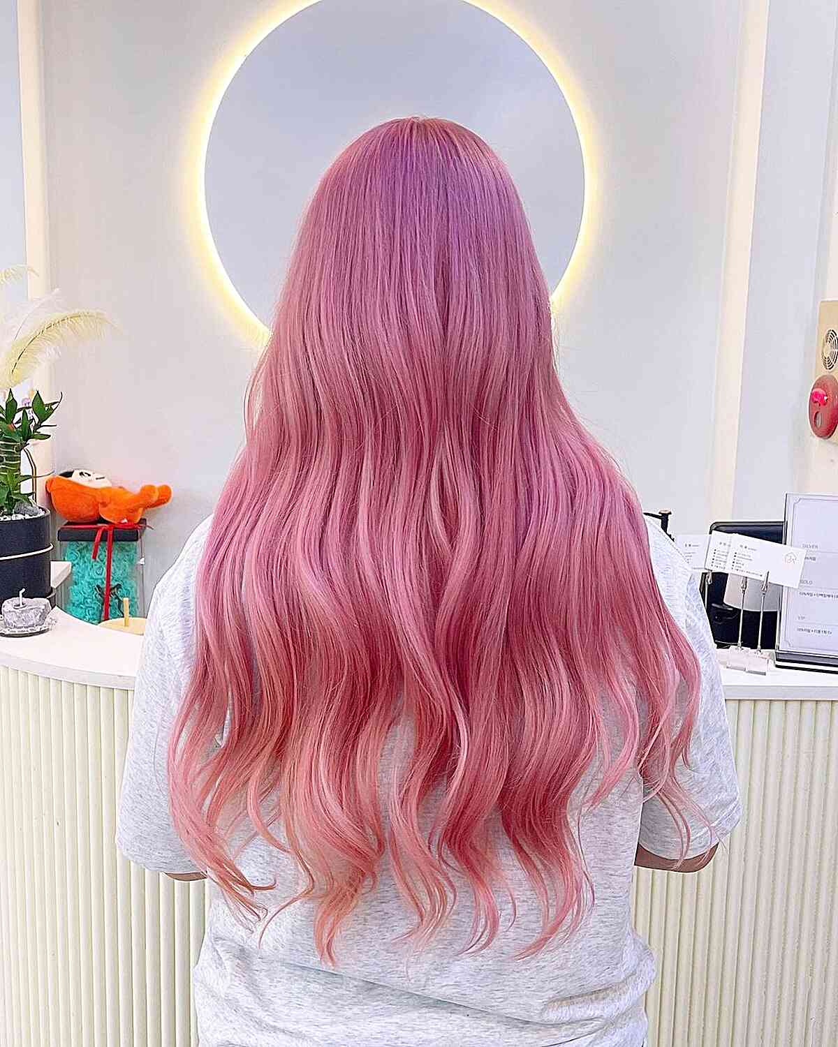 Long Pink Tresses with lived-in waves