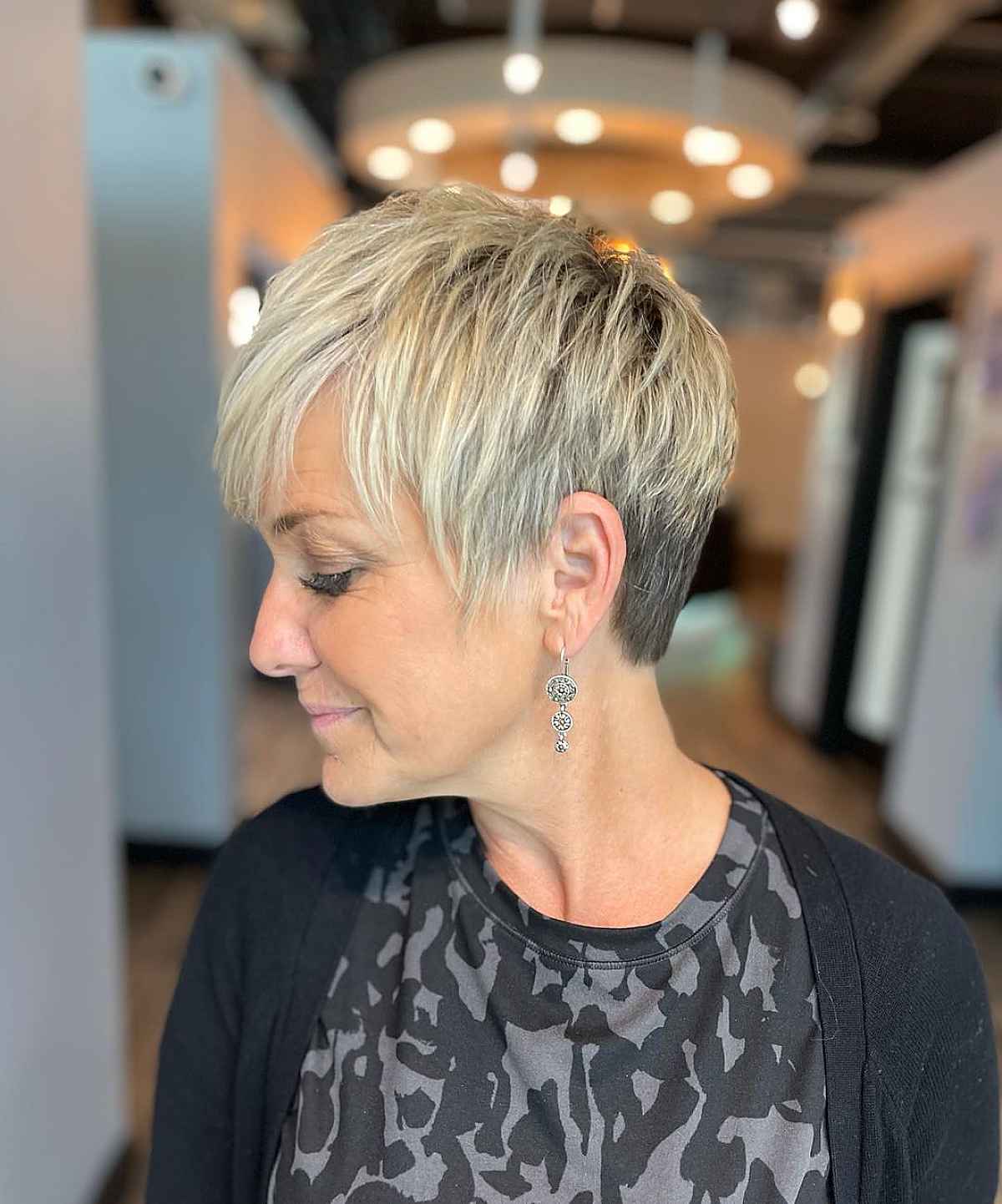 Trendsetting long pixie cut with bangs haircut