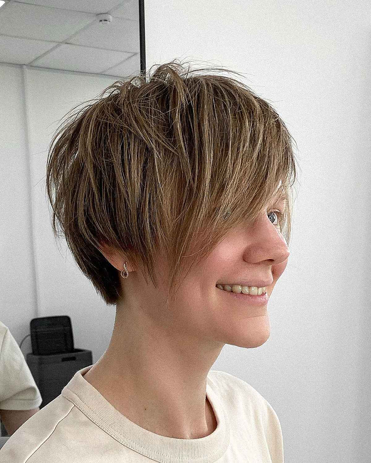 Long Pixie Cut with Bangs hairstyle for women