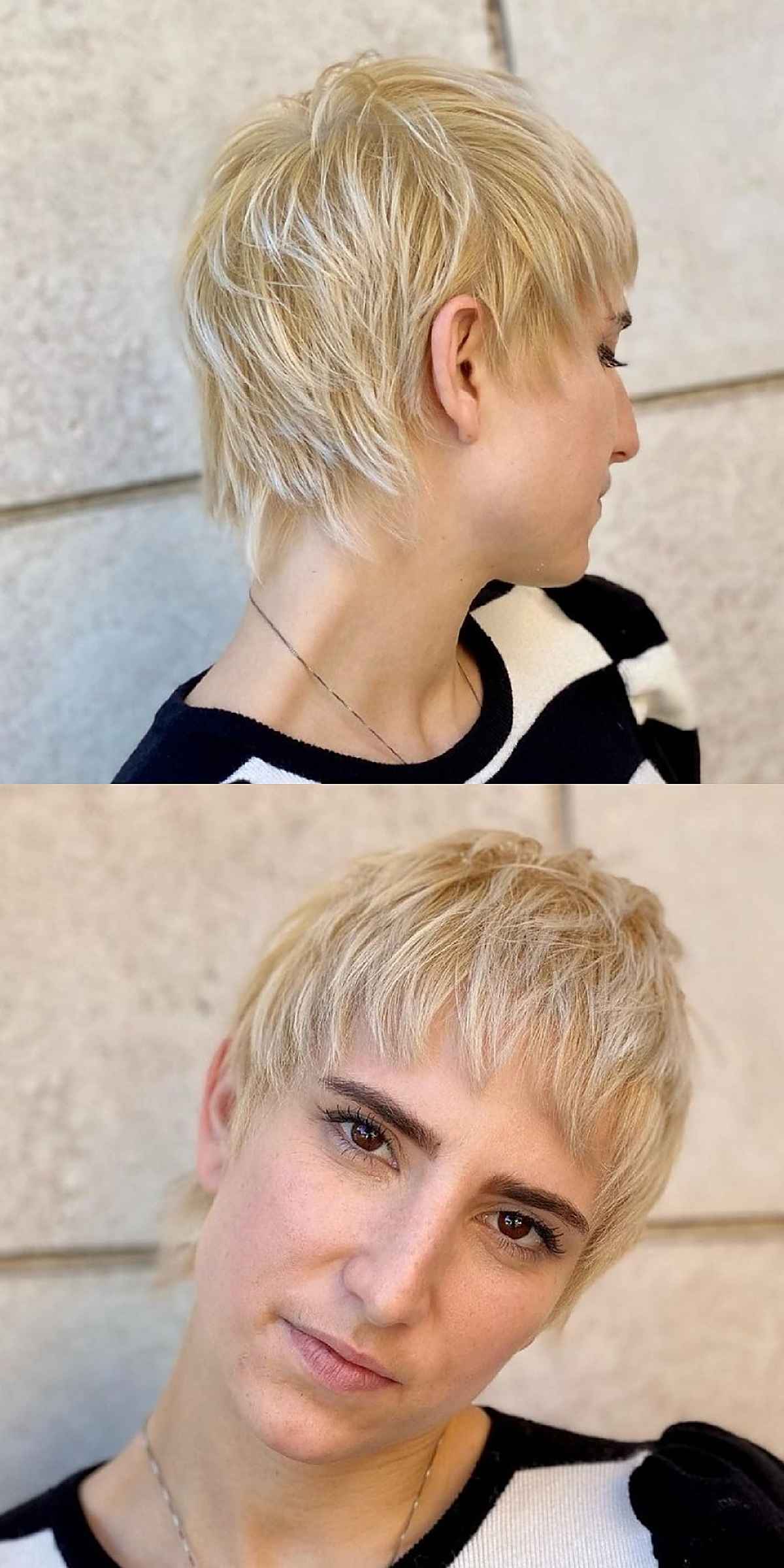Long Pixie Mullet with Choppy Bangs