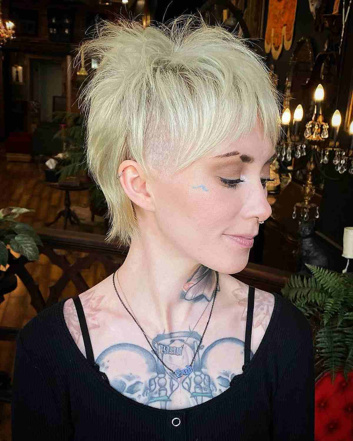 Long Pixie Cut with Shaved Sides