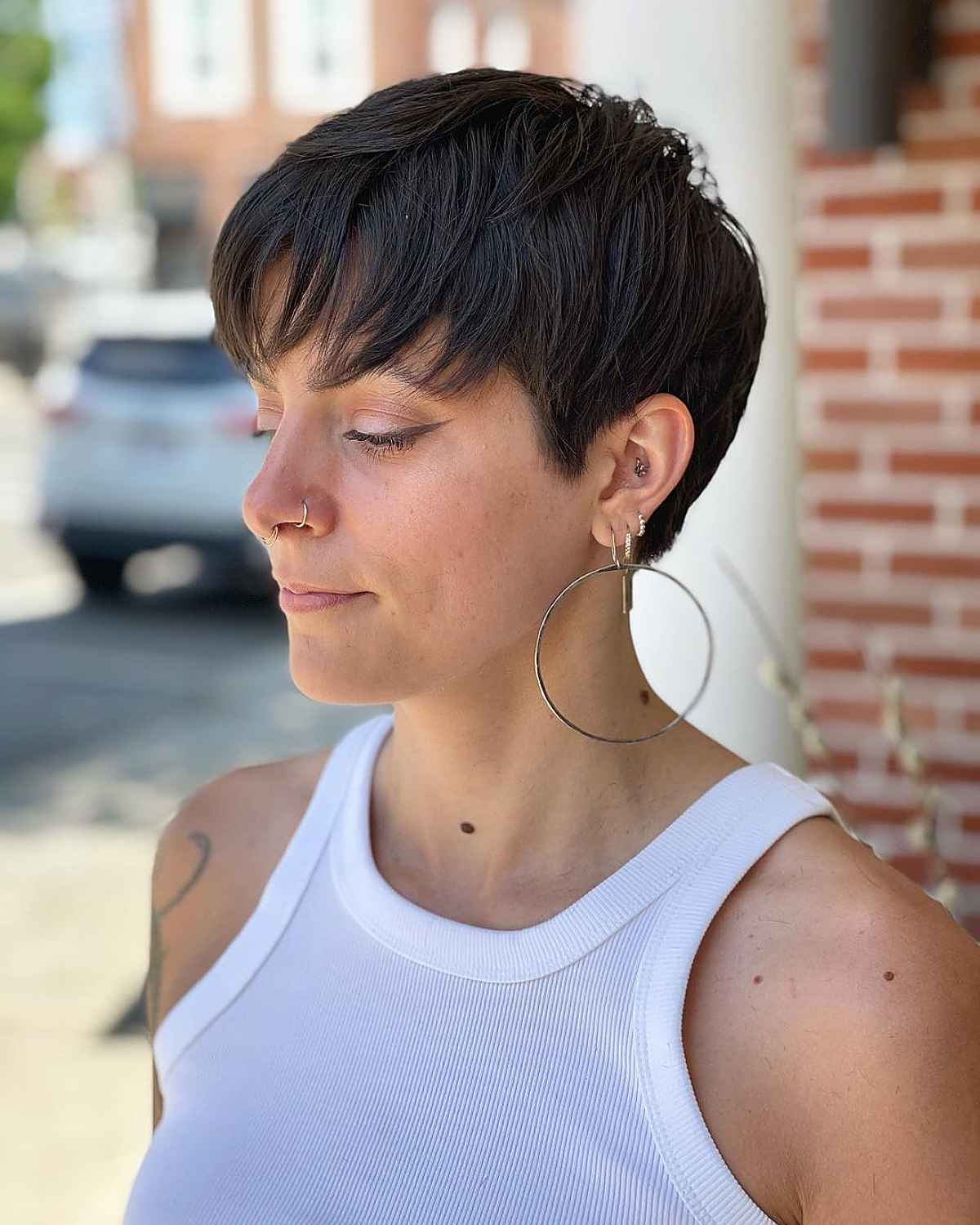 Cool Long Pixie with Bangs for Short Hair