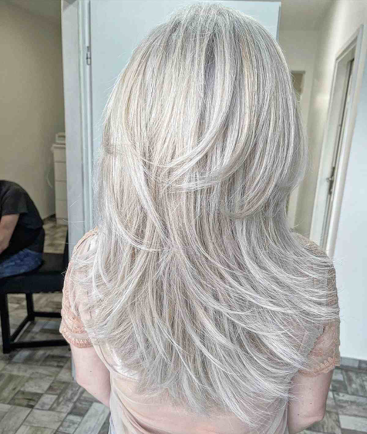 Long Platinum Hair with Short Layers