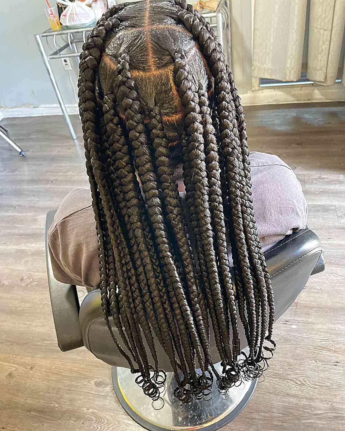 Long Poetic Justice Braids with Curly Ends