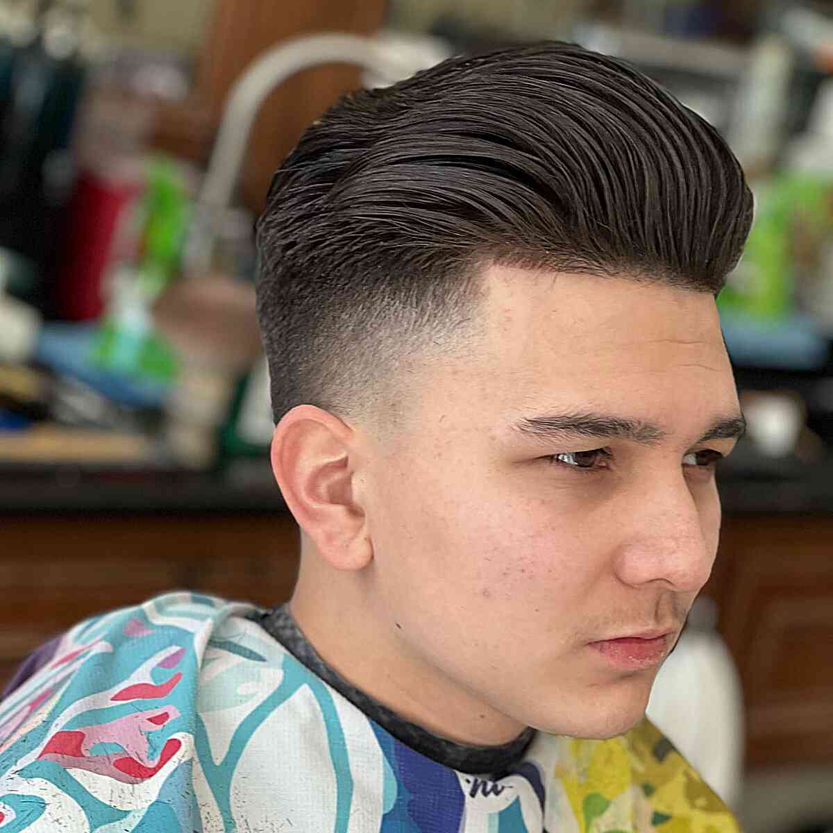 long pomp with high skin fades