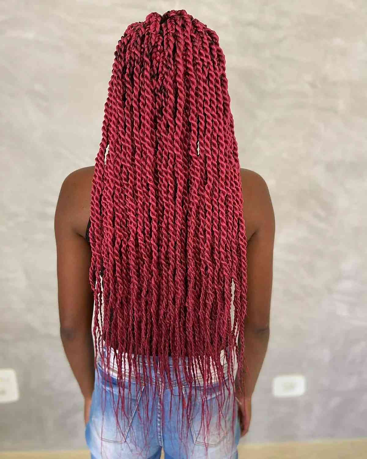 Long red box braids