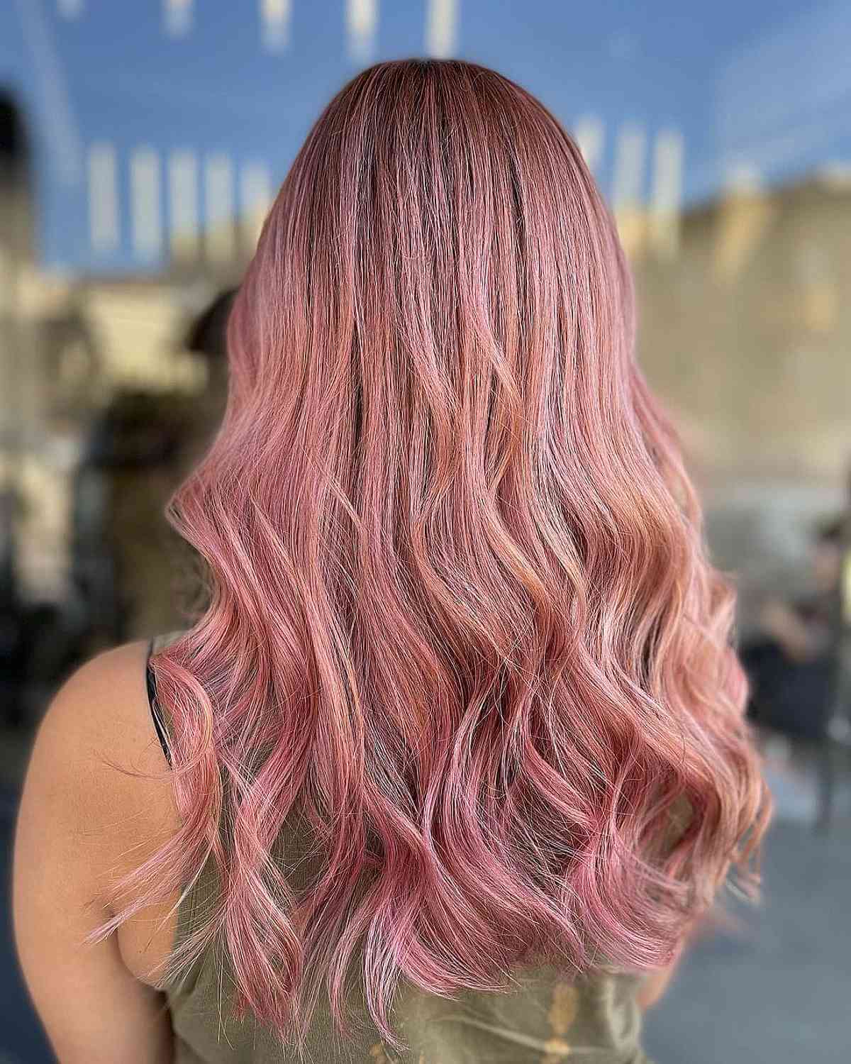 Long Rose Gold Toned Hairstyle