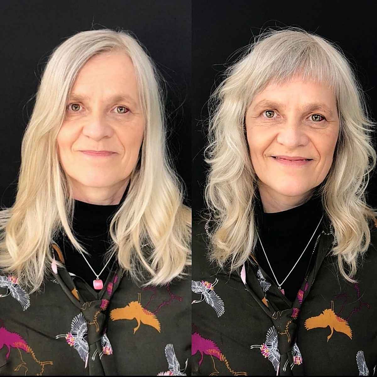 Long Shag with Bangs for Women Over 50