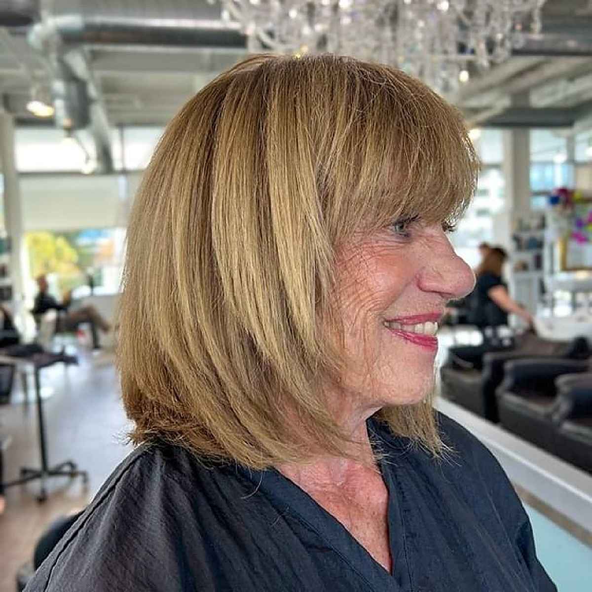 Long Shaggy Bob with Bangs for Straight Hair