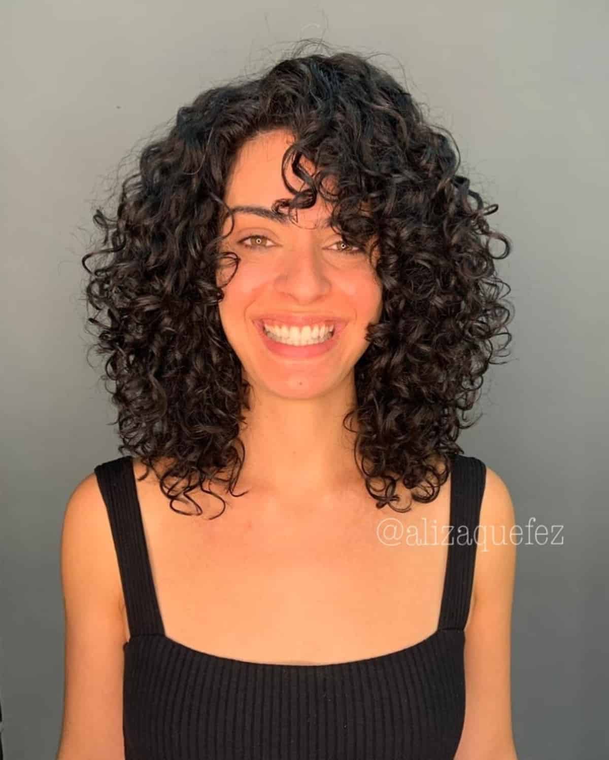 Long side bangs for curly hair