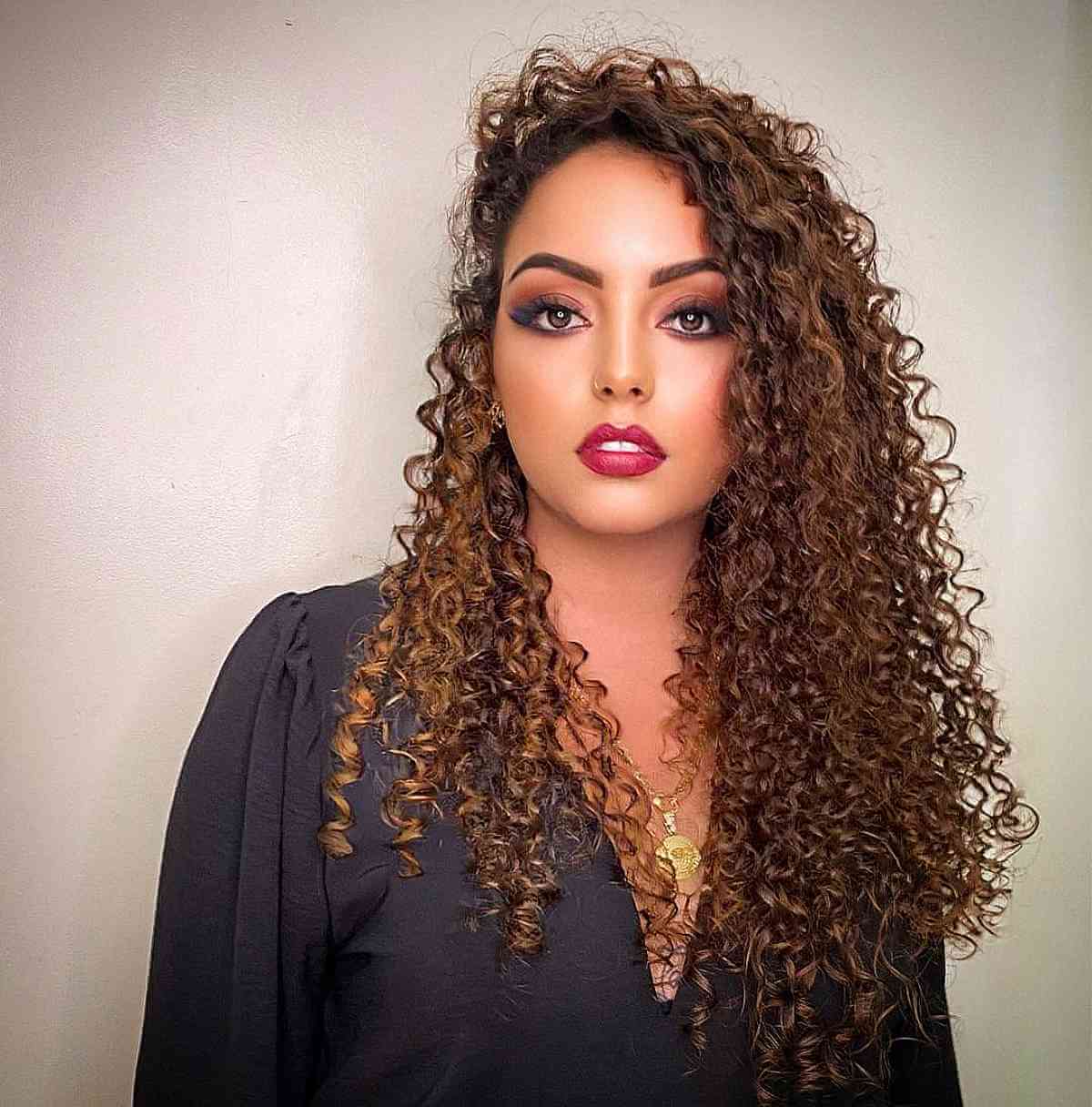 Long Side-Parted Light Brown Curls