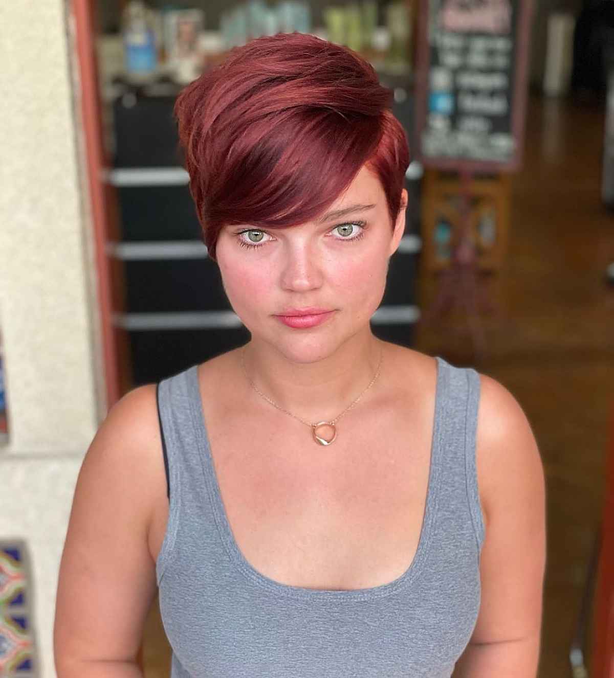 Long Side-Swept Pixie Cut for Square Faces