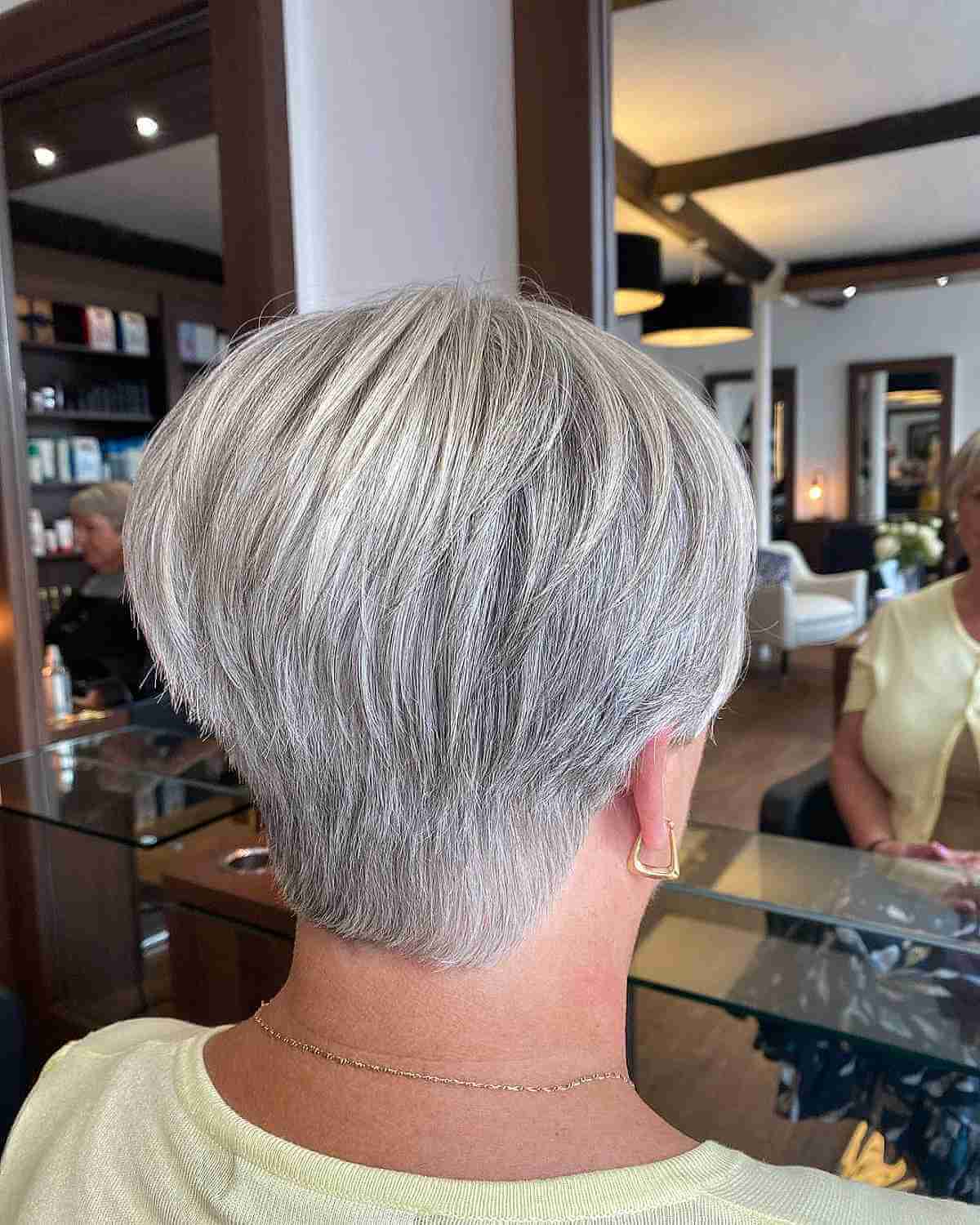 Long Silver Pixie with Tapered Nape for Old Ladies