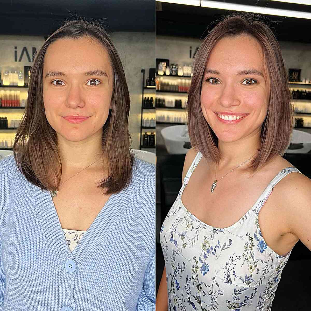 Long Slob Haircut for Ladies with Big Foreheads