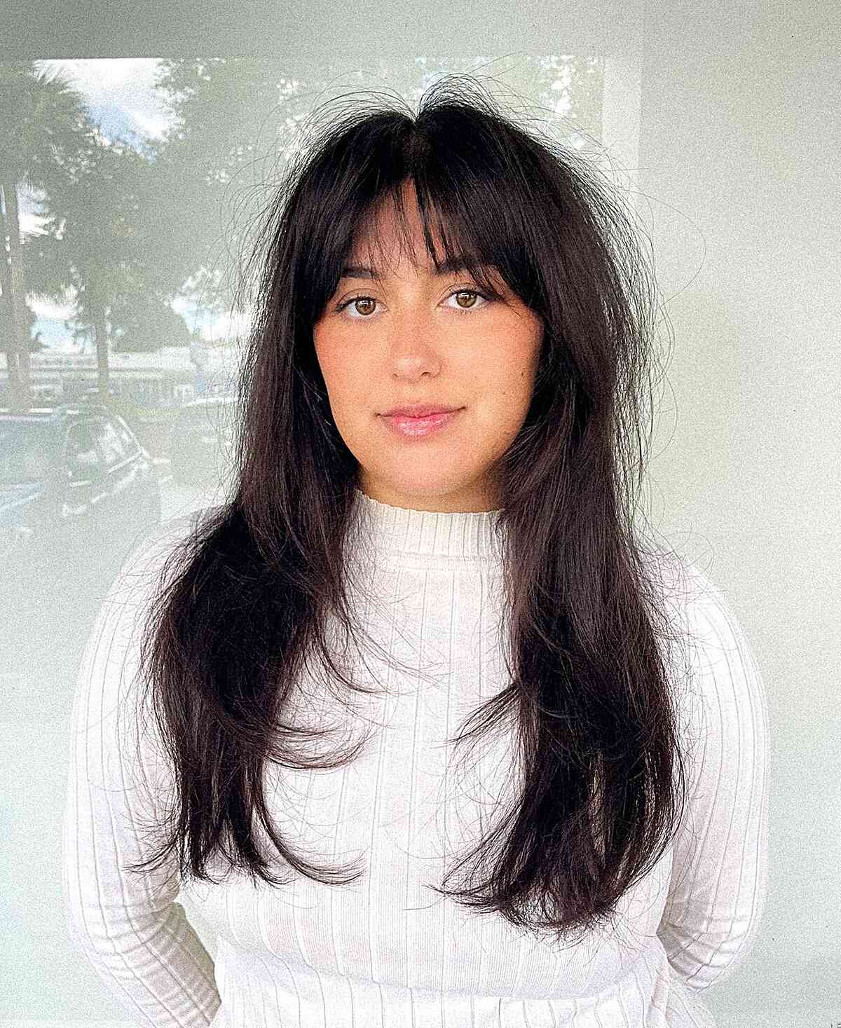 Long Textured Hairstyle with a Light Fringe