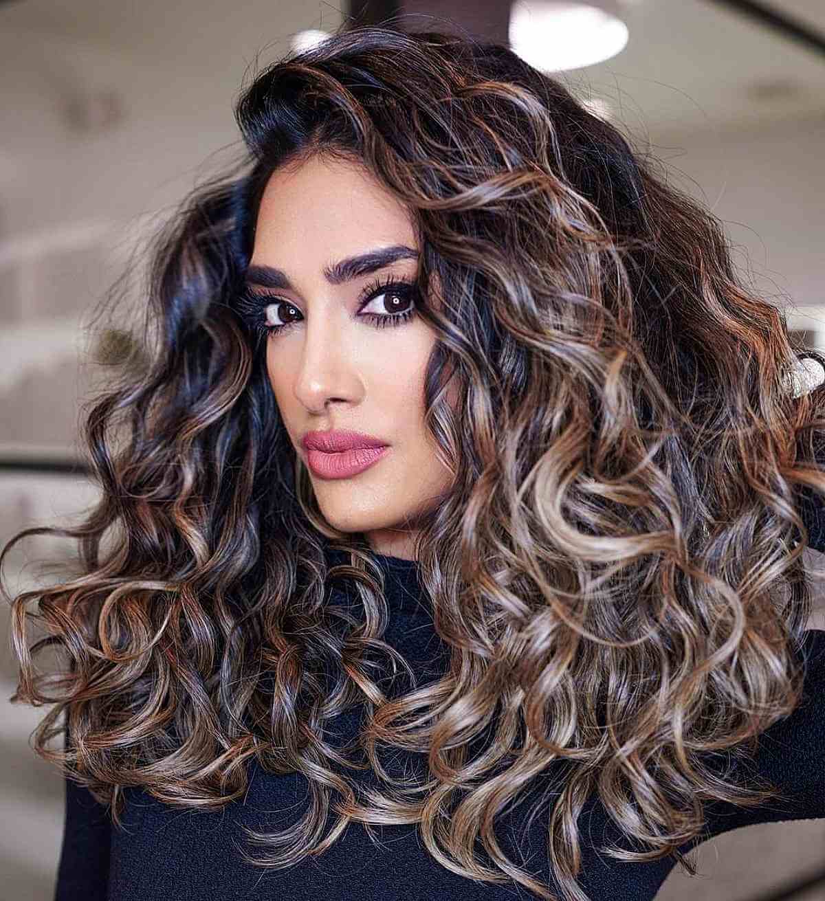 Long Thick Curls with Balayage