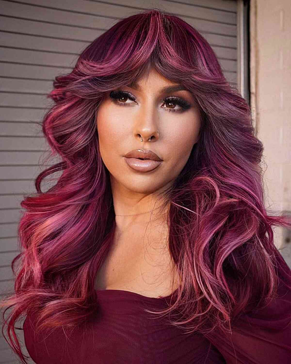 Long Thick Hair with Magenta and Pink Tones