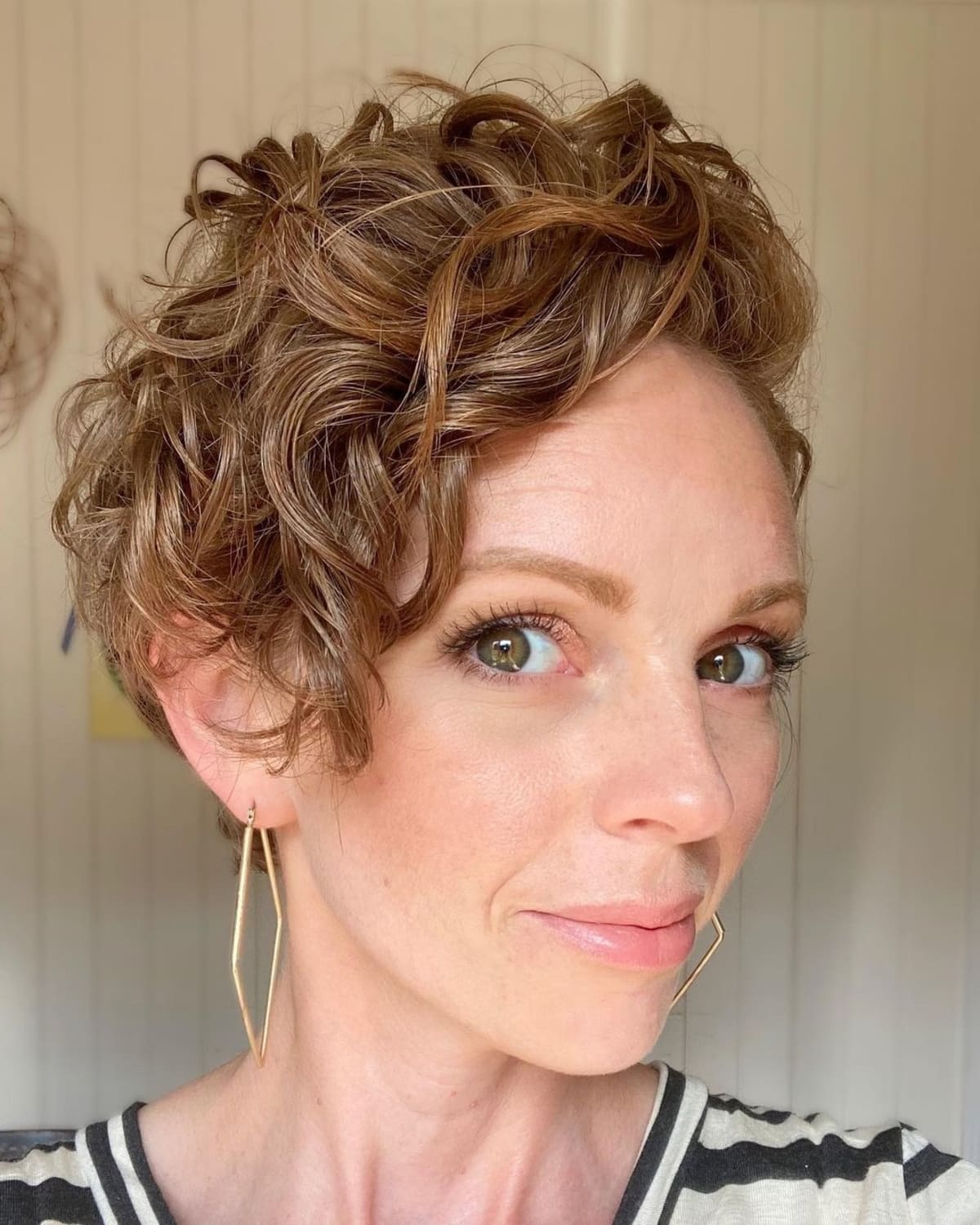 Long tousled pixie for thick curly hair