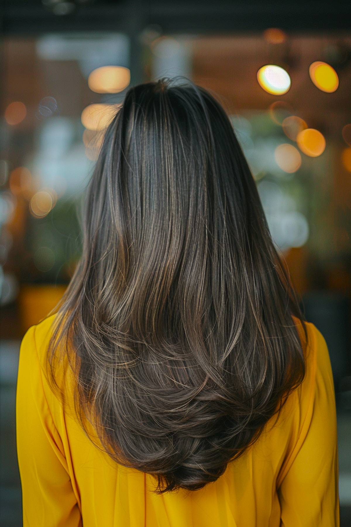 Long u-shaped layered hair