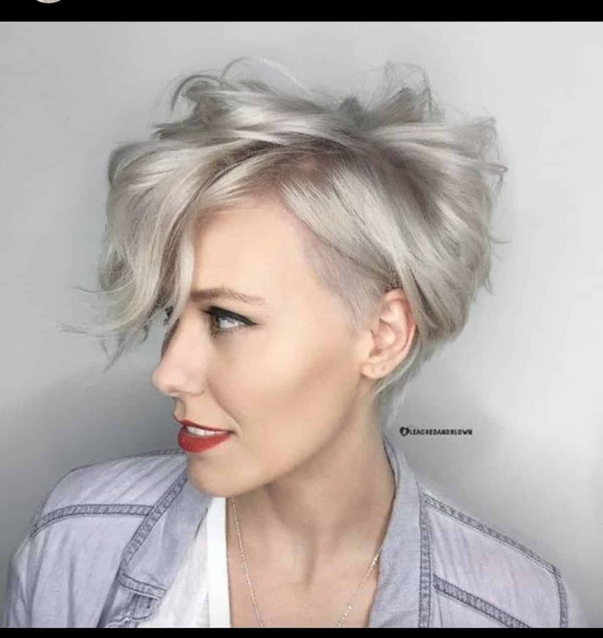 Bright Long undercut pixie with waves