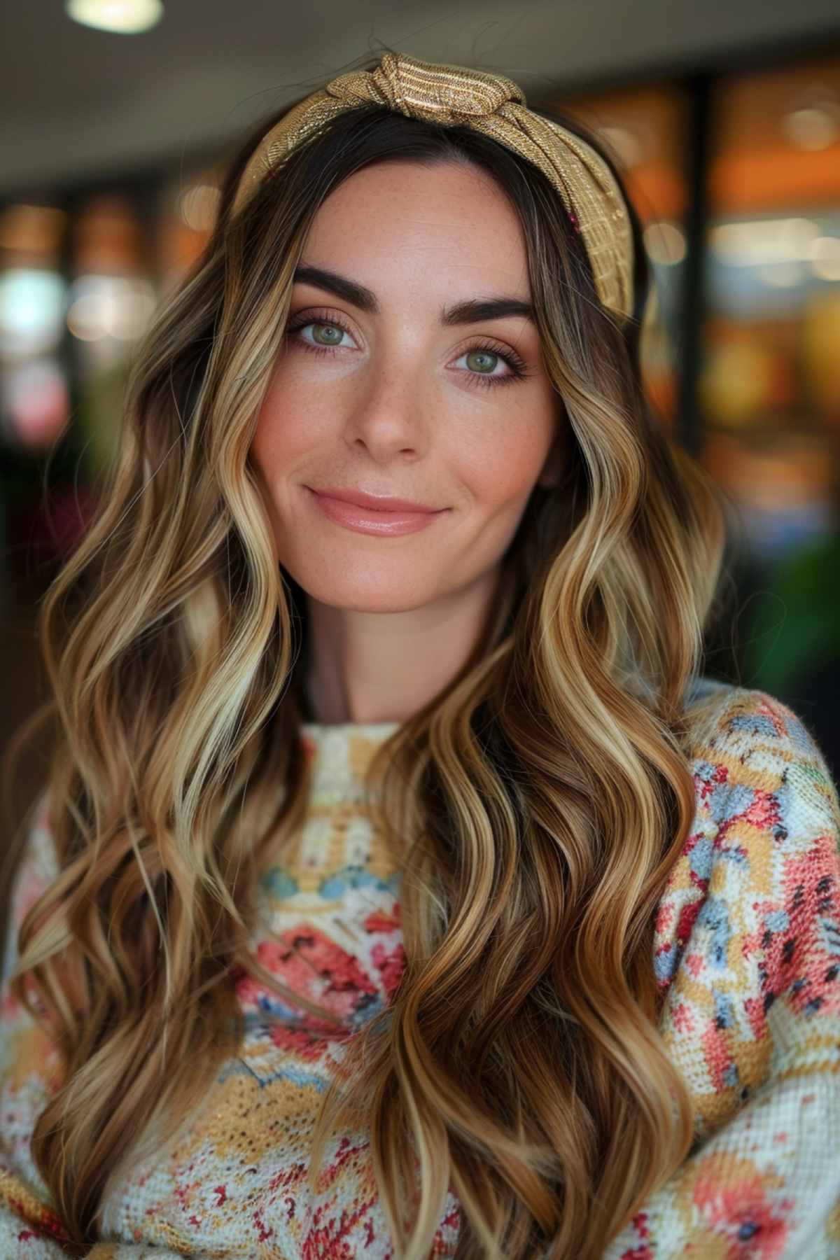 Long wavy hairstyle with headband for teachers