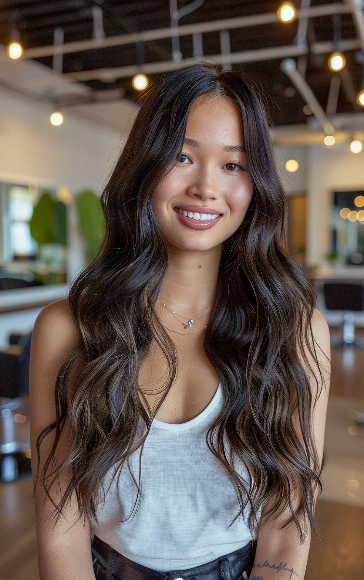 Long wavy hair with no bangs for voluminous and effortless long hairstyles blog