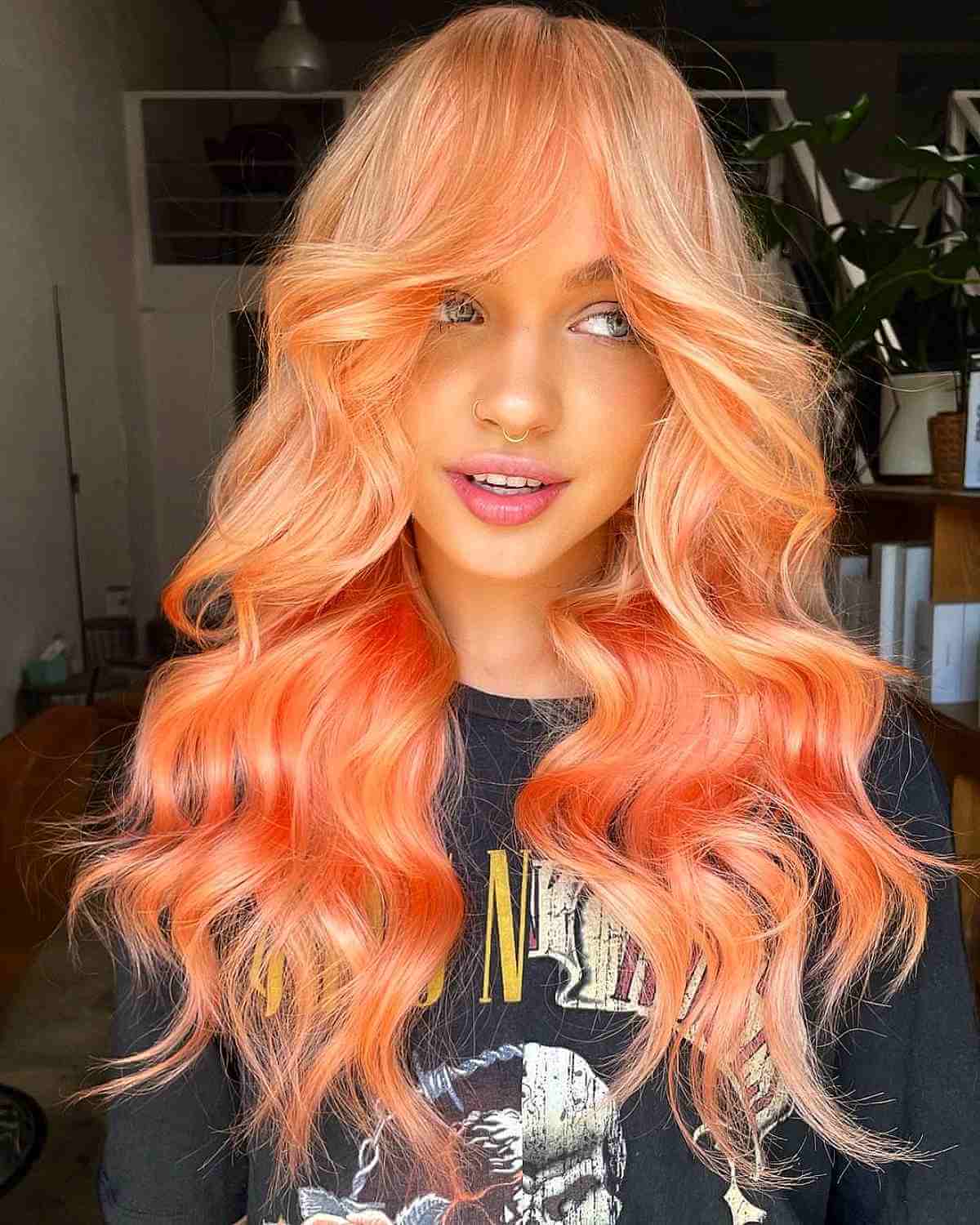 Long Wavy Pastel Orange Hairstyle